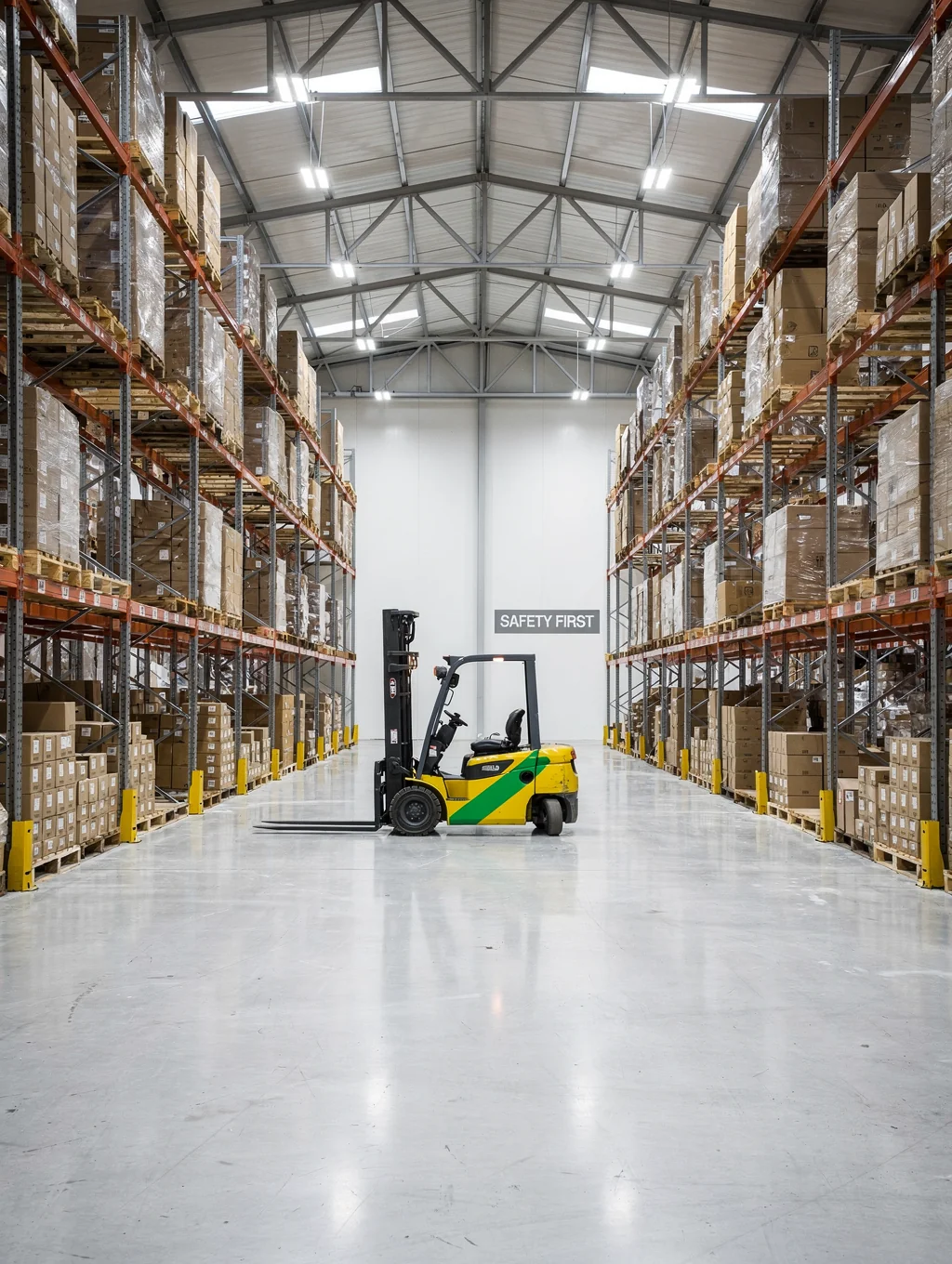 Fiber optic cable inventory in a clean, organized warehouse facility.
